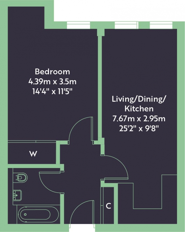 Floor Plan Image for 1 Bedroom Apartment for Sale in Belmont Road, Uxbridge