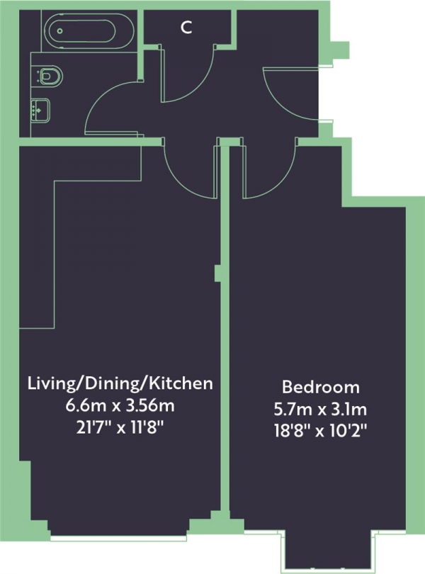 Floor Plan Image for 1 Bedroom Apartment for Sale in Belmont Road, Uxbridge