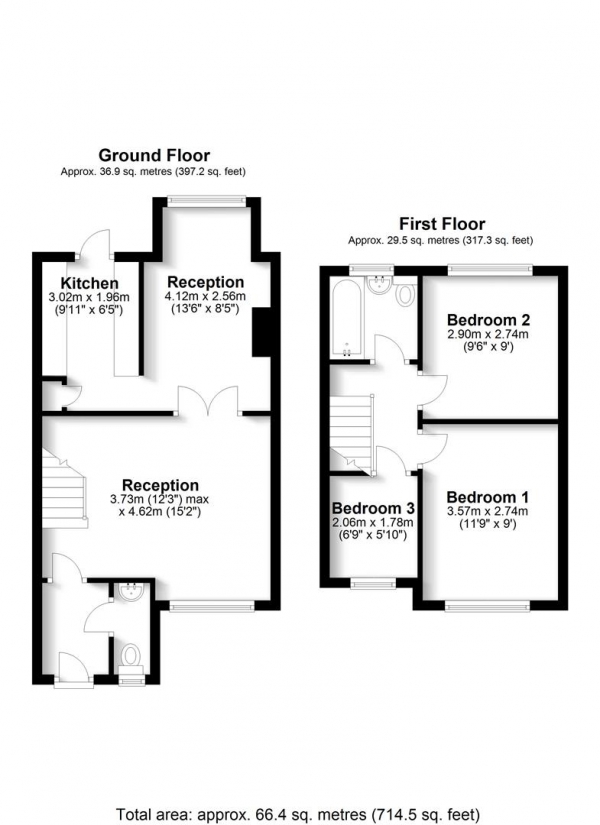 Floor Plan Image for 3 Bedroom Semi-Detached House for Sale in Harvey Road, Hillingdon