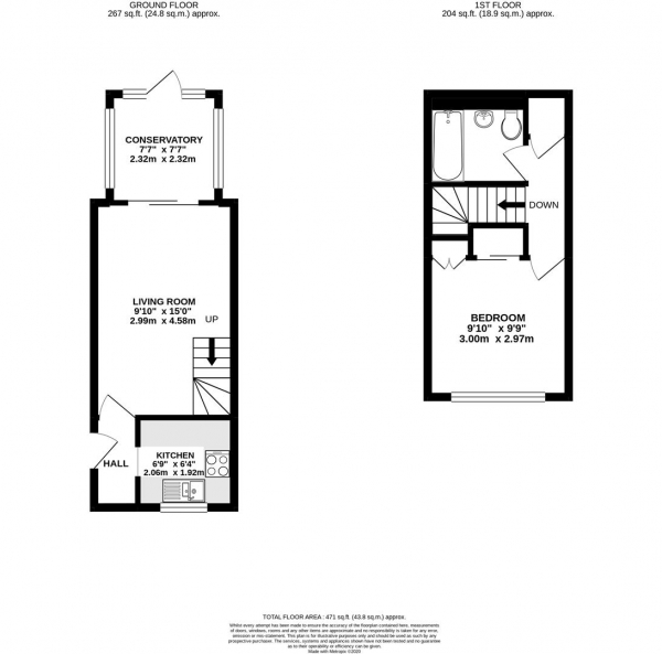 Floor Plan Image for 1 Bedroom Property for Sale in Sefton Way, Cowley, Uxbridge