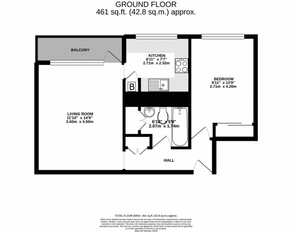 Floor Plan Image for 1 Bedroom Apartment for Sale in Heritage Close, Uxbridge