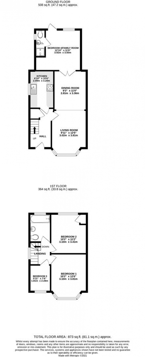 Floor Plan Image for 3 Bedroom Semi-Detached House for Sale in Sutton Court Road, Hillingdon