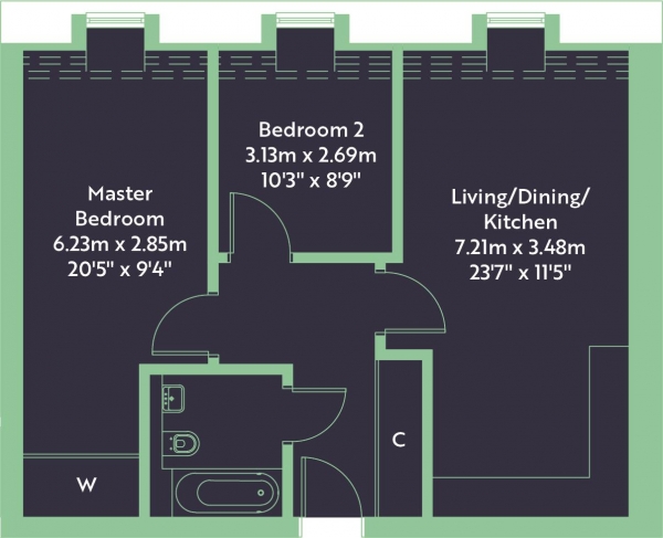 Floor Plan Image for 2 Bedroom Apartment for Sale in Belmont Road, Uxbridge