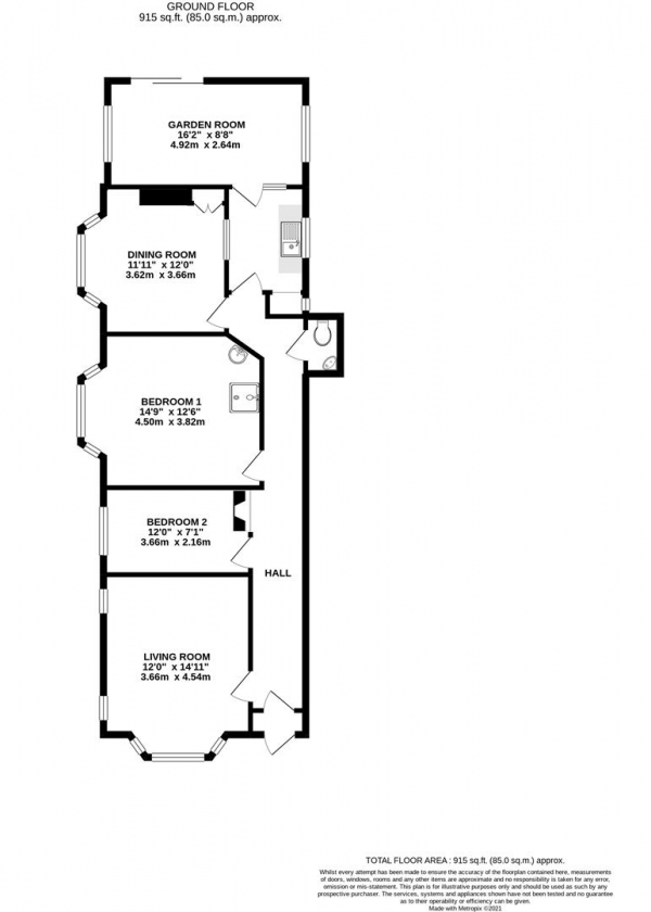 Floor Plan Image for 2 Bedroom Bungalow for Sale in Packet Boat Lane, Uxbridge