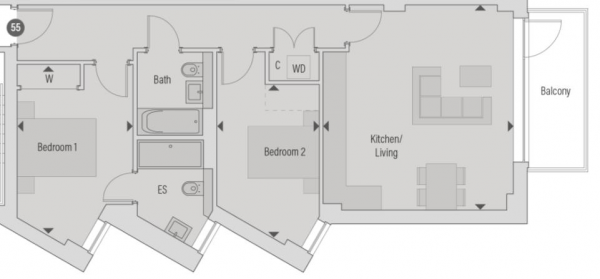 Floor Plan Image for 2 Bedroom Apartment for Sale in Randalls, Vine Street, Uxbridge