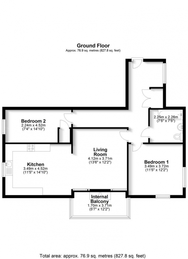 Floor Plan Image for 2 Bedroom Apartment for Sale in Blenheim House, Uxbridge