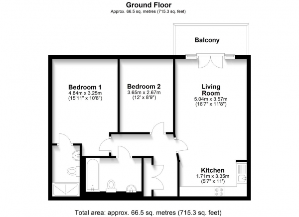 Floor Plan Image for 2 Bedroom Apartment for Sale in Perkins Gardens, Ickenham