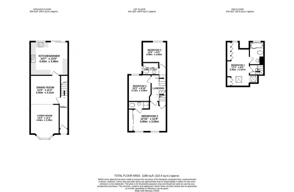 Floor Plan Image for 4 Bedroom Terraced House for Sale in Hows Close, Uxbridge