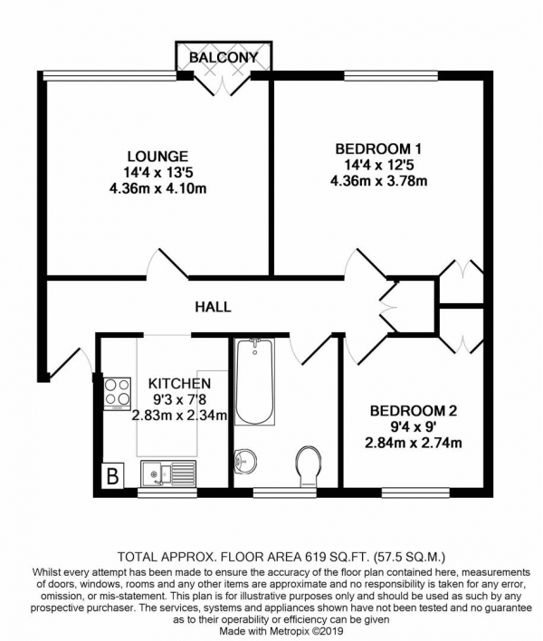 Floor Plan Image for 2 Bedroom Apartment for Sale in Alder Road, Denham