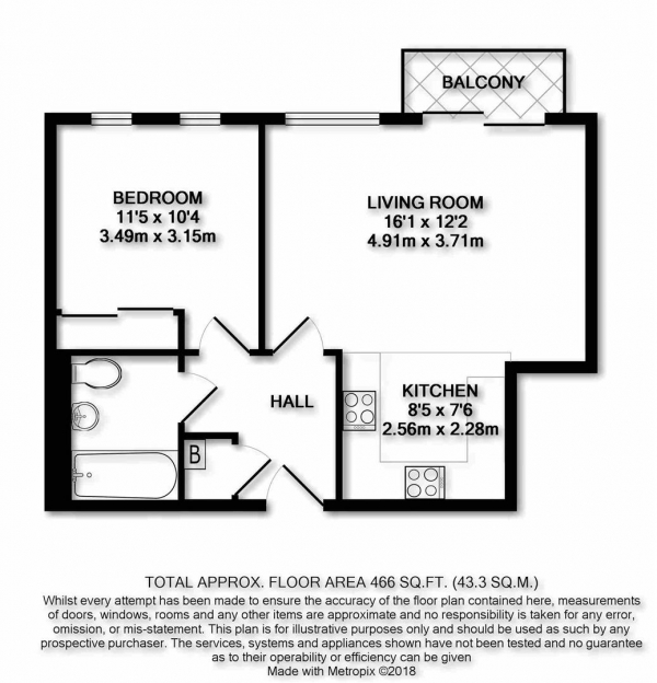 Floor Plan Image for 1 Bedroom Apartment for Sale in Woodgate Court, Waterloo Road, Uxbridge