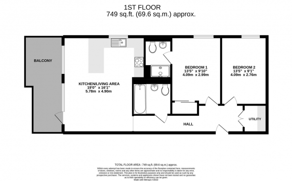 Floor Plan Image for 2 Bedroom Apartment for Sale in Hornchurch Road, Uxbridge