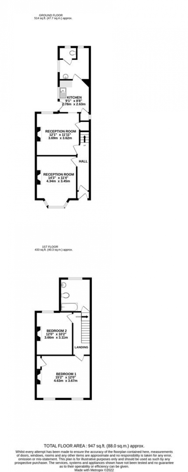 Floor Plan Image for 2 Bedroom Semi-Detached House for Sale in Bridge Road, Uxbridge