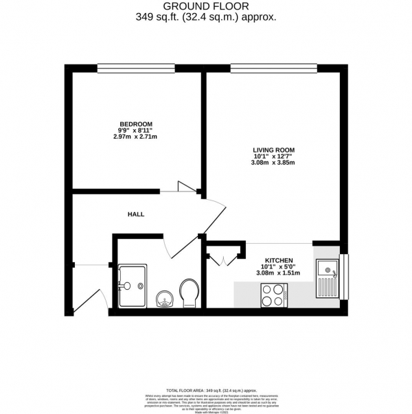 Floor Plan Image for 1 Bedroom Apartment for Sale in Myddleton Road, Uxbridge