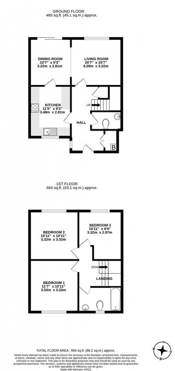 Floor Plan Image for 3 Bedroom Property for Sale in Martin Close, Uxbridge