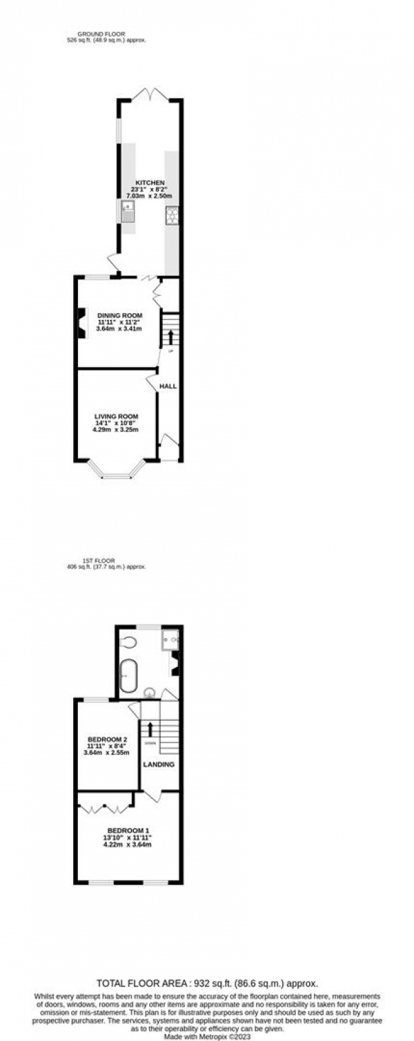 Floor Plan for 2 Bedroom Semi-Detached House for Sale in Bridge Road, Uxbridge, UB8, 2QP - Guide Price &pound459,950