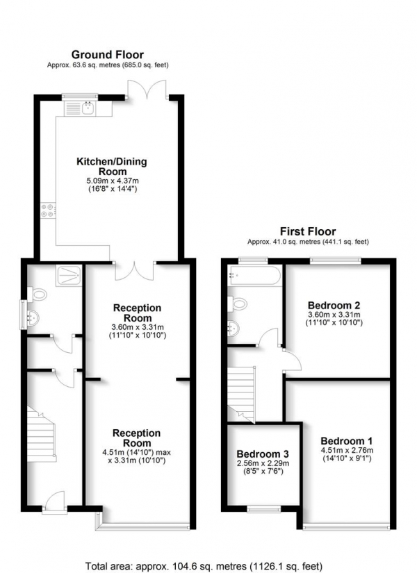 Floor Plan Image for 3 Bedroom Semi-Detached House for Sale in Pield Heath Road, Hillingdon