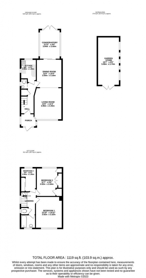 Floor Plan Image for 3 Bedroom Semi-Detached House for Sale in Milton Close, Hayes