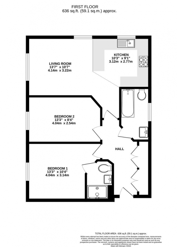 Floor Plan Image for 2 Bedroom Apartment for Sale in Colham Road, Uxbridge