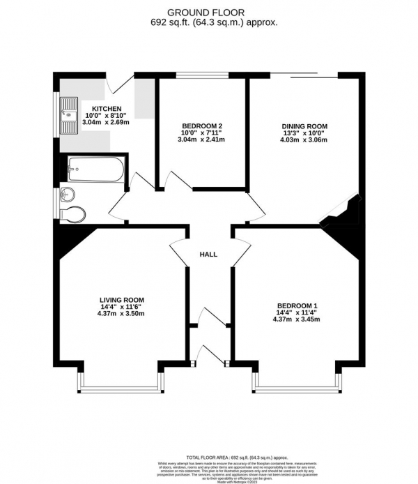 Floor Plan Image for 2 Bedroom Detached Bungalow for Sale in Walford Road, Uxbridge