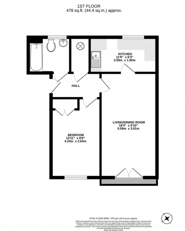 Floor Plan Image for 1 Bedroom Apartment for Sale in Carmichael Close, Ruislip