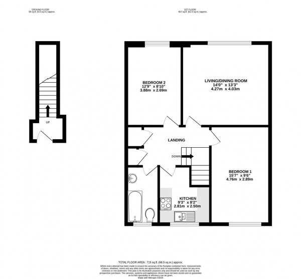 Floor Plan Image for 2 Bedroom Apartment for Sale in Park Road, Uxbridge