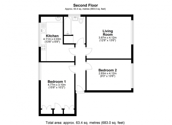 Floor Plan Image for 2 Bedroom Apartment for Sale in Cornwall Road, North Uxbridge