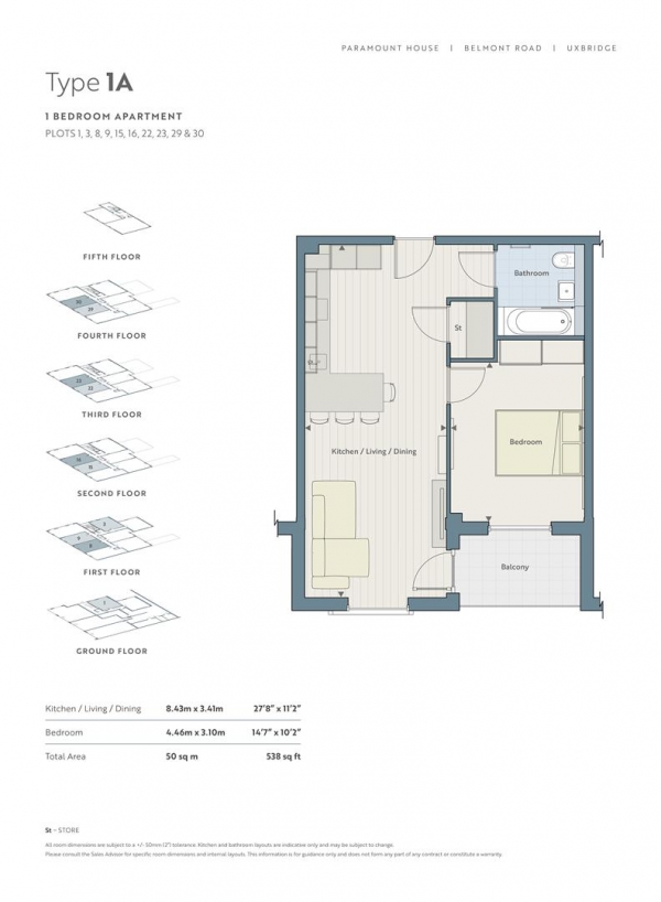 Floor Plan Image for 1 Bedroom Apartment for Sale in Belmont Road, Uxbridge