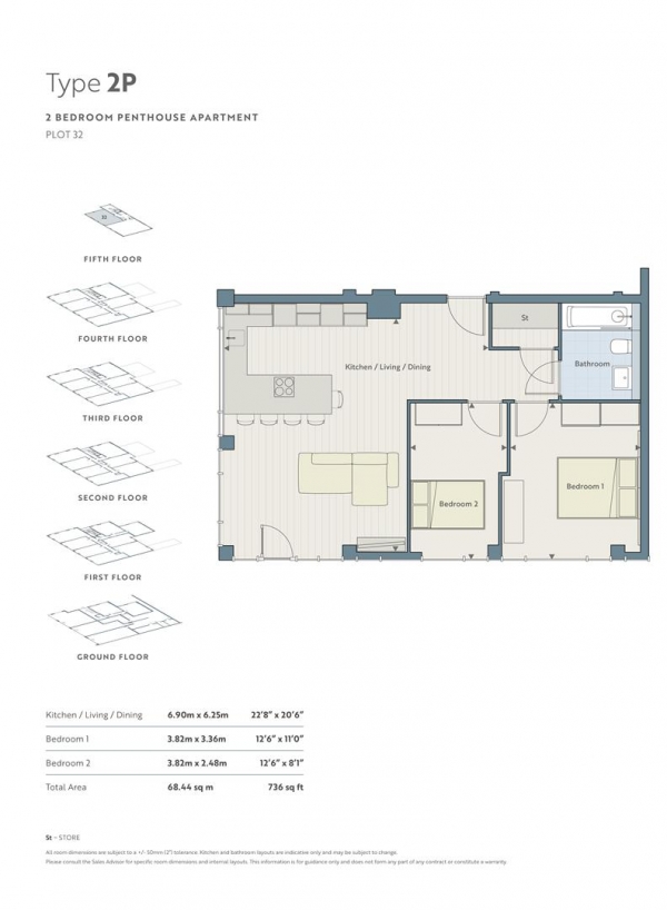 Floor Plan for 2 Bedroom Apartment for Sale in Belmont Road, Uxbridge, UB8, 1QT - Guide Price &pound500,000