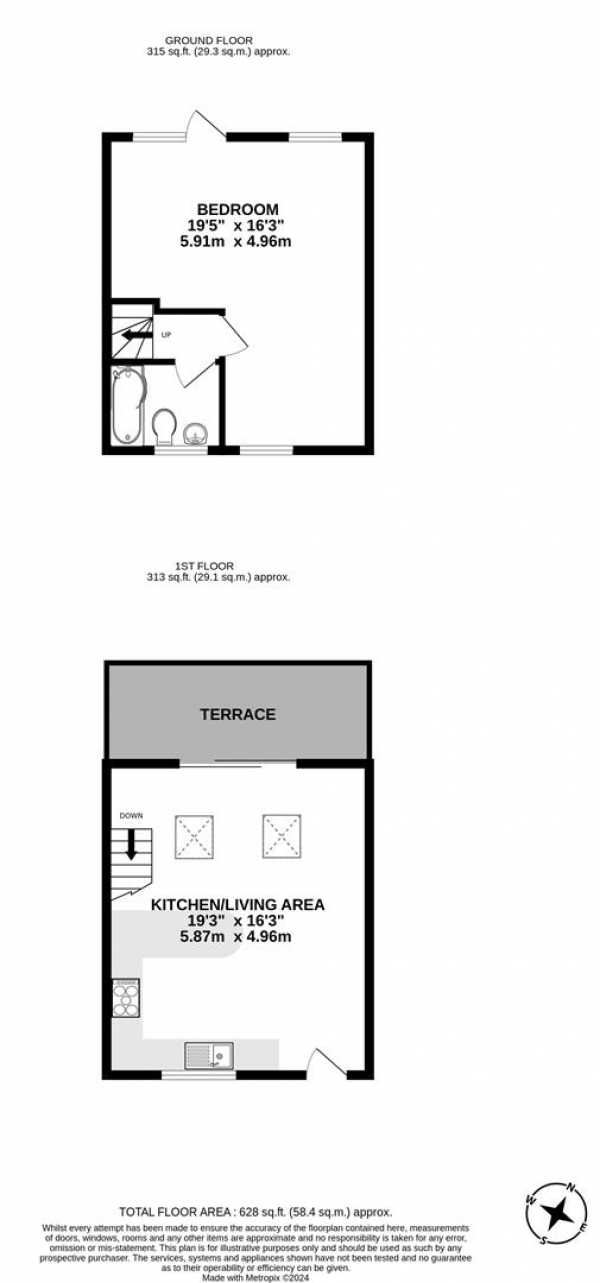 Floor Plan Image for 1 Bedroom End of Terrace House for Sale in Braybourne Close, Uxbridge