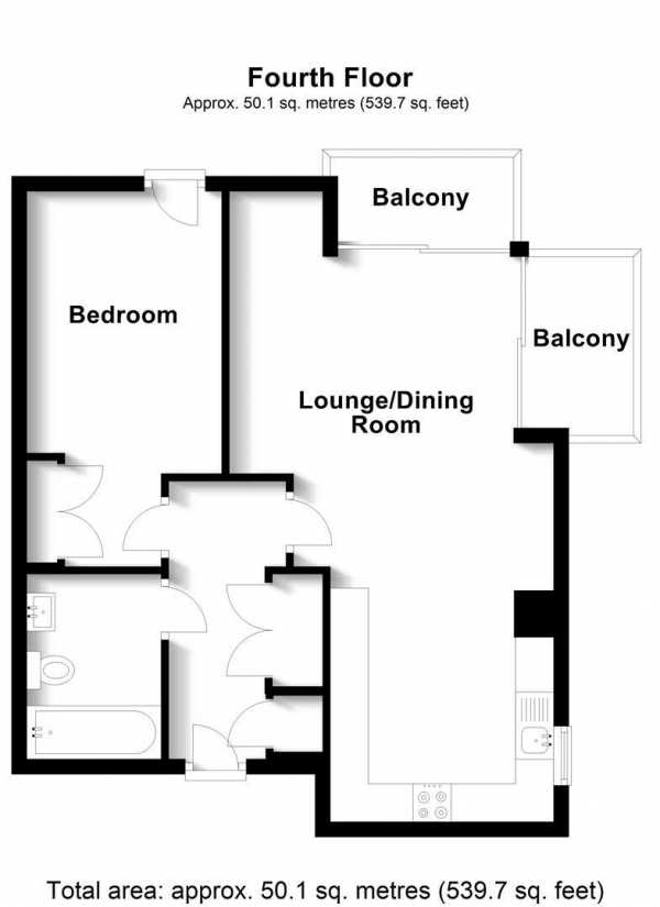 Floor Plan Image for 1 Bedroom Apartment for Sale in High Street, Uxbridge