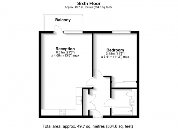 Floor Plan for 1 Bedroom Apartment to Rent in Forastero House, Hayes Village, UB3, 4GE - £381 pw | £1650 pcm