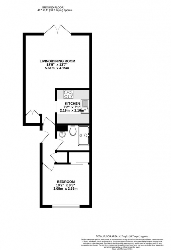 Floor Plan Image for 1 Bedroom Apartment for Sale in Turnpike Lane, Uxbridge