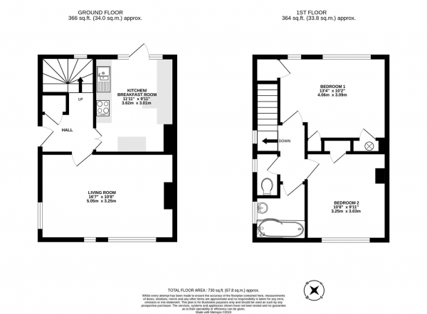 Floor Plan Image for 2 Bedroom Semi-Detached House for Sale in St. Nicholas Close, Uxbridge