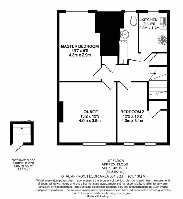 Floor Plan Image for 2 Bedroom Maisonette for Sale in Park Road, Uxbridge