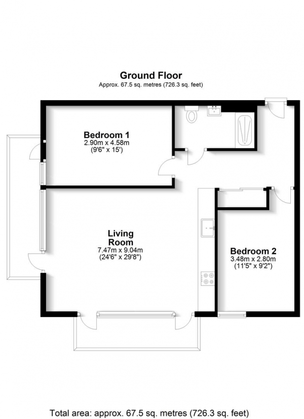 Floor Plan Image for 2 Bedroom Apartment for Sale in Brindley Place, Uxbridge