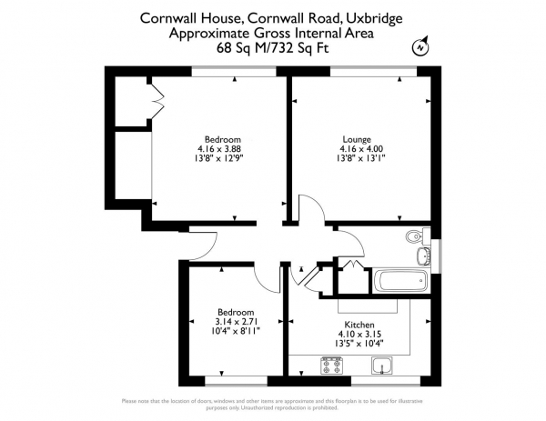 Floor Plan Image for 2 Bedroom Apartment for Sale in Cornwall Road, North Uxbridge