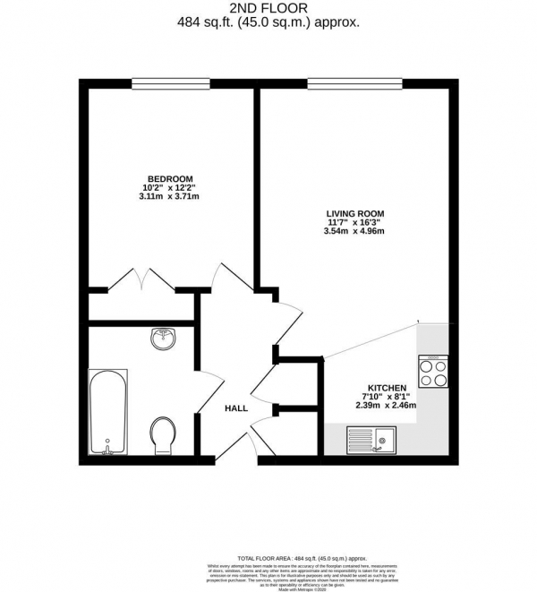 Floor Plan Image for 1 Bedroom Apartment to Rent in Culham Court, Uxbridge