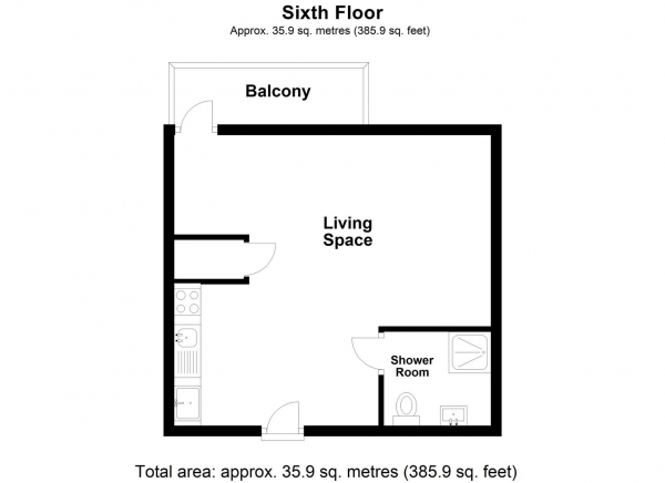 Floor Plan Image for Studio to Rent in Panorama Apartments, Uxbridge