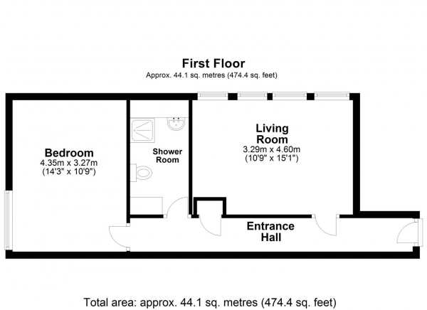 Floor Plan Image for 1 Bedroom Apartment to Rent in Lovell House, Uxbridge