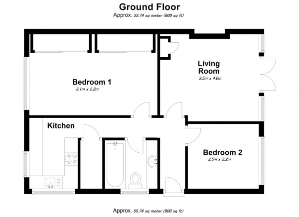 Floor Plan Image for 2 Bedroom Maisonette to Rent in Grosvenor Avenue, Hayes