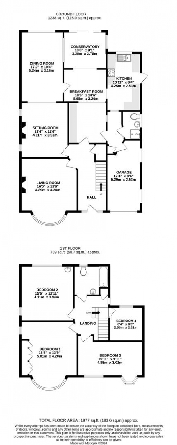 Floor Plan Image for 4 Bedroom Detached House to Rent in Belmont Close, Uxbridge