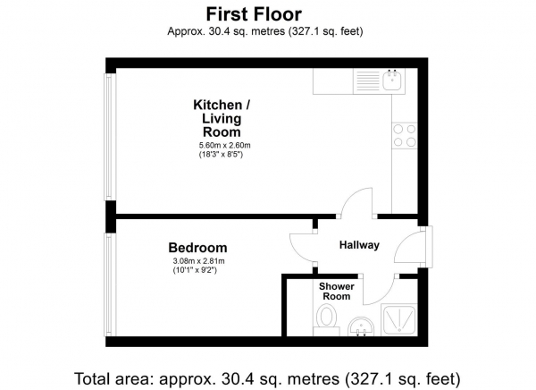 Floor Plan Image for 1 Bedroom Apartment to Rent in Lovell House, Uxbridge