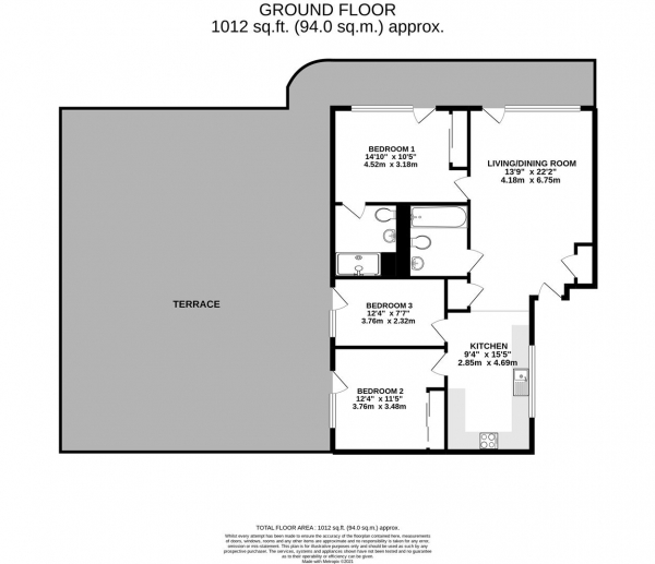 Floor Plan Image for 3 Bedroom Apartment for Sale in Stanley Kubrick Road, Denham, Uxbridge