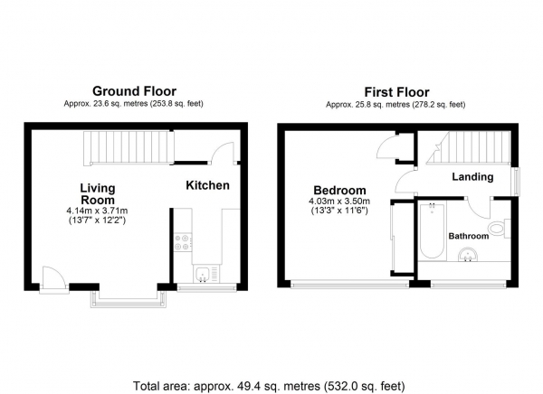 Floor Plan Image for 1 Bedroom Property to Rent in Newcombe Rise, West Drayton