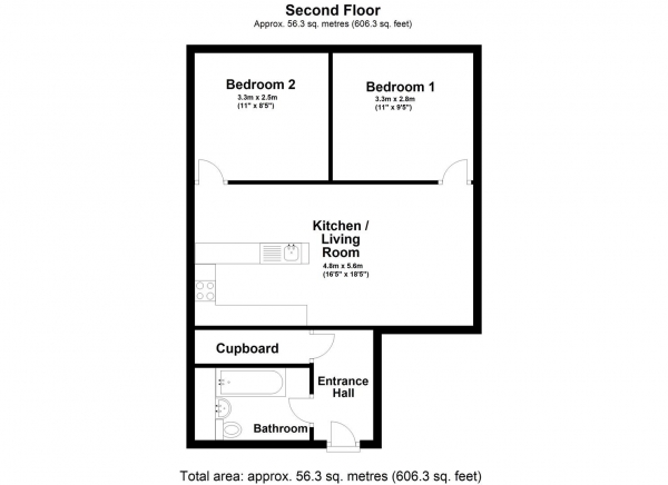 Floor Plan Image for 2 Bedroom Apartment for Sale in Rockingham Road, Uxbridge