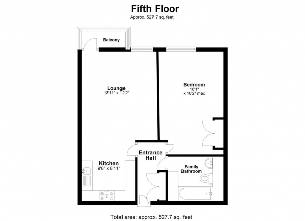 Floor Plan Image for 1 Bedroom Apartment to Rent in Armstrong House, Uxbridge