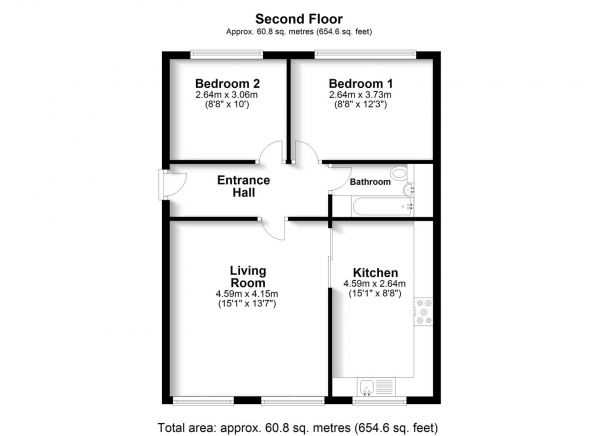 Floor Plan Image for 2 Bedroom Apartment for Sale in Whitehall Close, Uxbridge