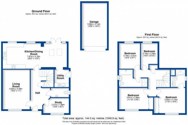 Floor Plan Image for 4 Bedroom Detached House for Sale in Hutton Road, Kineton, Warwick