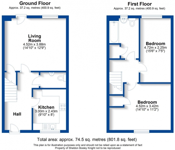 Floor Plan Image for 2 Bedroom End of Terrace House for Sale in Ivens Close, Kineton, Warwick