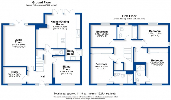 Floor Plan Image for 4 Bedroom Detached House for Sale in Hutton Road, Kineton, Warwick